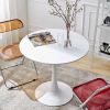 CWhite Round Table, Modern Dining Table, MDF Top and Steel Base Tulip Round Kitchen Table, Mid Century Coffee Table for Living Room 24 Inch