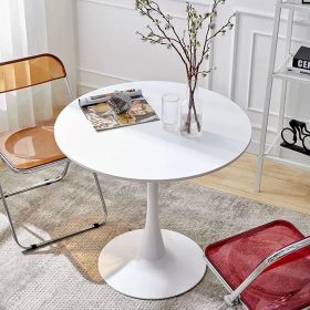 CWhite Round Table, Modern Dining Table, MDF Top and Steel Base Tulip Round Kitchen Table, Mid Century Coffee Table for Living Room 24 Inch