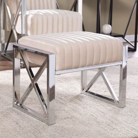 Ellison Velveteen Ottoman – Champagne w/ Chrome