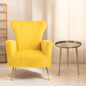 Velvet Accent Chair, Wingback Arm Chair with Gold Legs, Upholstered Single Sofa for Living Room Bedroom