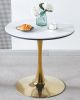 31.5"GOLDEN AND WHITE Tulip Table Mid-century Dining Table for 2-4 people With Round Mdf Table Top, Pedestal Dining Table