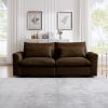 Modern Sofa 2 Seater Corduroy Fabric Sofa with Armrests for Apartment Living Room, Brown