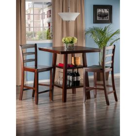 Orlando 3-Pc Set High Table; 2 Shelves w/ 2 Ladder Back Stools