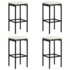 Bar Stools with Cushions 4 pcs Black Poly Rattan