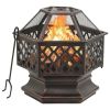 fRustic Fire Pit with Poker 24.4"x21.3"x22" XXL Steel