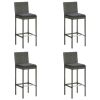 Garden Bar Stools with Cushions 4 pcs Gray Poly Rattan