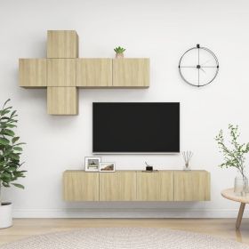 7 Piece TV Cabinet Set Sonoma Oak Engineered Wood