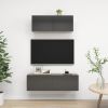 2 Piece TV Cabinet Set High Gloss Gray Engineered Wood