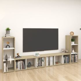 TV Cabinets 4 pcs White and Sonoma Oak 42.1"x13.8"x14.6" Engineered Wood