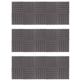 Decking Tiles 30 pcs Gray Wash 11.8"x11.8" Solid Acacia Wood