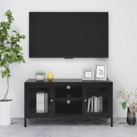 TV Stand Black 41.3"x13.8"x20.5" Steel and Glass