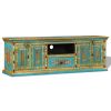 TV Cabinet Solid Mango Wood Blue Hand Painted