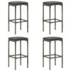 Bar Stools with Cushions 4 pcs Gray Poly Rattan