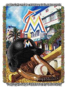 Marlins OFFICIAL MLB "Home Field Advantage" 48"x 60" Woven Tapestry Throw