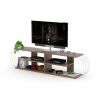 FurnisHome Store Mid Century Modern Tv Stand 4 Shelves Open Storage Entertainment Centre 68 inch Tv Unit, Walnut/Chrome