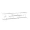 FurnisHome Store Tars Mid Century Modern Tv Stand 4 Shelves Open Storage Metal Cords Entertainment Centre 56 inch Low Tv Unit, White/Chrome