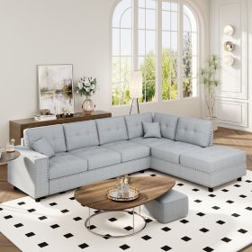 U_Style 109.2''L-shaped Modular Sectional Sofa with Removable Back Cushions and 2 Pillows, Suitable for Living rooms, Offices, and Apartments