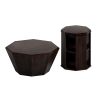 l31.5 "Octagonal Black Walnut Rubber wood Set of Two Coffee Table, Coffee Table, Living Room Bedroom(Set of Two Pieces)