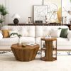 31.5 "Octagonal Natural Rubber wood Set of Two Coffee Table, Coffee Table, Living Room Bedroom(Set of Two Pieces)