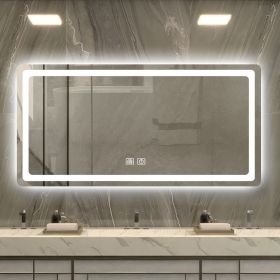 47 in. H LED Single Bathroom Vanity Mirror in Polished Crystal Bathroom Vanity LED Mirror for Bathroom Wall Smart Lighted Vanity Mirrors