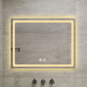 b36 in. H LED Single Bathroom Vanity Mirror in Polished Crystal Bathroom Vanity LED Mirror for Bathroom Wall Smart Lighted Vanity Mirrors