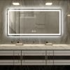 55in. H LED Single Bathroom Vanity Mirror in Polished Crystal Bathroom Vanity LED Mirror for Bathroom Wall Smart Lighted Vanity Mirrors