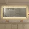 59 in. H LED Single Bathroom Vanity Mirror in Polished Crystal Bathroom Vanity LED Mirror for Bathroom Wall Smart Lighted Vanity Mirrors