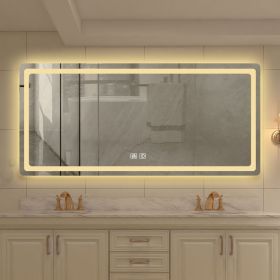 59 in. H LED Single Bathroom Vanity Mirror in Polished Crystal Bathroom Vanity LED Mirror for Bathroom Wall Smart Lighted Vanity Mirrors