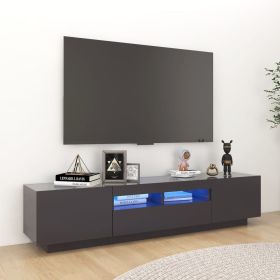 TV Cabinet with LED Lights Gray 70.9"x13.8"x15.7"
