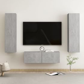 3 Piece TV Cabinet Set Concrete Gray Engineered Wood
