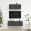 2 Piece TV Cabinet Set Gray Engineered Wood