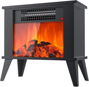Mini Desktop Electric Fireplace Portable Space Heater Fireplace Freestanding with Flame Effect and Overheating/Tip-Over Protection