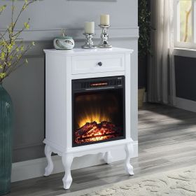 White 1-Drawer Fireplace with Queen Ann Leg
