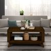 Rectangular Wood Coffee Table for Living Room, 41.5-Inch Coffee Table with Solid Wood Legs