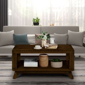 Rectangular Wood Coffee Table for Living Room, 41.5-Inch Coffee Table with Solid Wood Legs