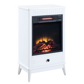 White Fireplace with 1 Drawer