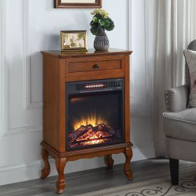 Walnut 1-Drawer Fireplace with Queen Ann Leg