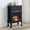 Black 1-Drawer Fireplace with Queen Ann Leg