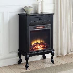 Black 1-Drawer Fireplace with Queen Ann Leg
