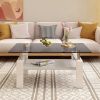 Rectangle Coffee Table, Tempered Glass Tabletop with MDF Layer, Modern Table for Living Room , Gray Glass