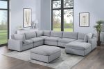 Dark Gray Color 8pc Modular Sectional Set Corduroy Upholstery Couch 3x Corner wedge 3x Armless Chairs 2x Ottomans Living Room Furniture
