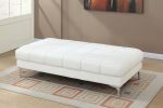 White Bonded Leather Extra large Ottoman Metal Legs 1pc Ottoman Living Room