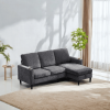 Modern Design Chenille 3 Seat L-Shape Sectional Sofa with Storage Chaise for Apartment, Studio, Office,Living Room,L shape-Dark Grey