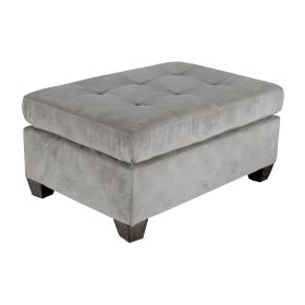 1pc Ottoman Tufted Detail Taupe Microfiber Upholstered Modern Living Room Furniture
