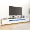 TV Cabinet with LED Lights White and Sonoma Oak 102.4"x13.8"x15.7"