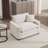Light Beige Corduroy Fabric, Comfortable Single Accent Chair Deep Seat Sofa With One Pillow, Suitable for Living Room and Bedroom