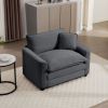 Grey Corduroy Fabric, Comfortable Single Chair Deep Seat Sofa With One Pillow, Suitable for Living Room and Bedroom, Club Multiple Occasions