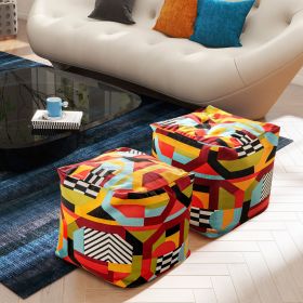 Pouf 20" Luxury Oversized Bean Bag Cube Ottoman, Colorpop Multicolored Embroidery