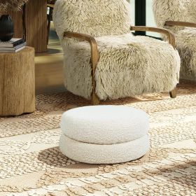 Homary 18.5" Floor Cushion Footrest Ottoman, Ivory White Boucle