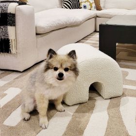 Bridge 16" Arched Upholstered Footstool Ottoman, Ivory White Boucle